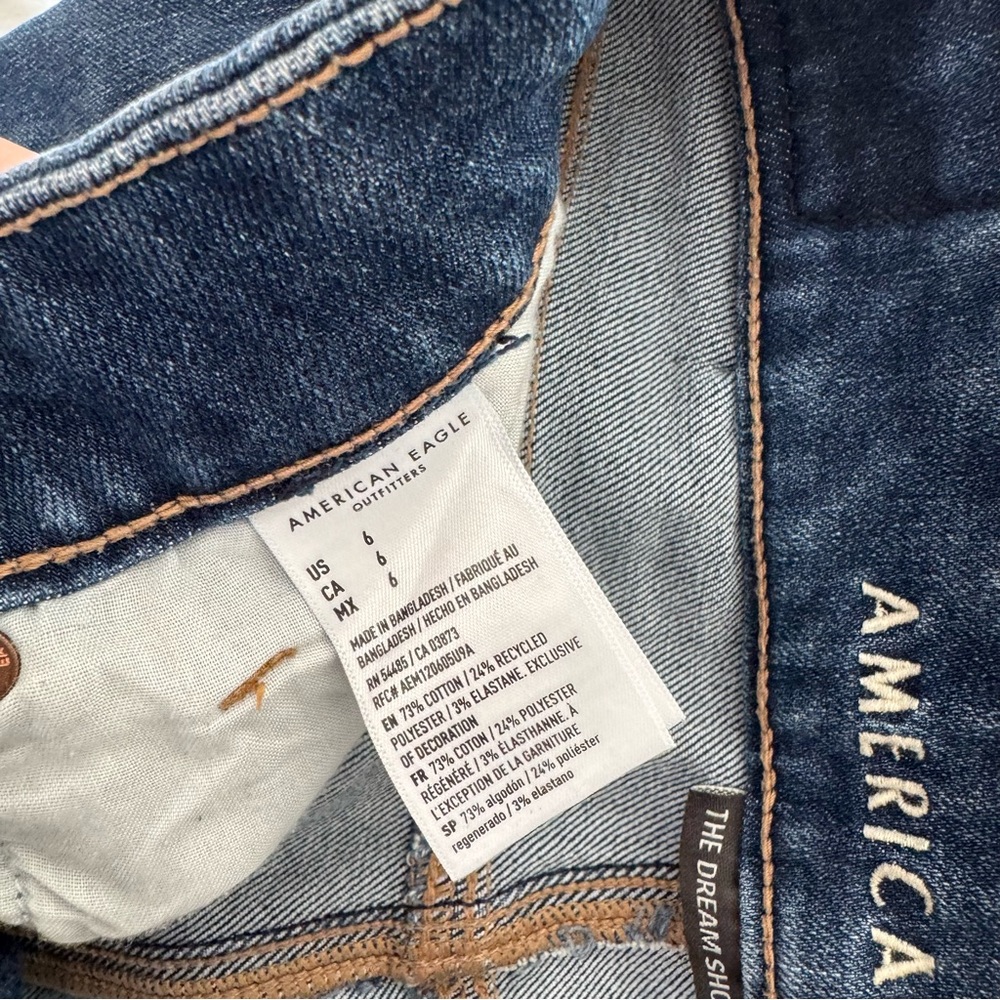 American Eagle Dream Curvy Denim Midi 90s Short Mid Length Spring Summer Size 6 - Picture 5 of 5